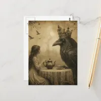 Fantasy Child and a Royal Raven Tea Party  Postcard