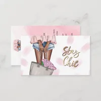 African American Pink and Blue Denim Floral Busine Business Card