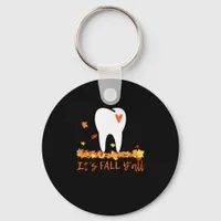 Cute Fall Dental Tooth And Leaves It’s Fall Y’all Keychain
