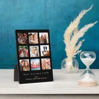 Best Grandpa custom family photo collage black Plaque