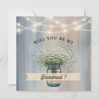 Rustic Baby’s Breath Bridesmaid Proposal Card