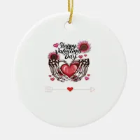 Skeleton Hands Valentines Day Classic Style Ceramic Ornament