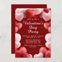 Valentine's Day Party Pink & Red Love Hearts Invitation