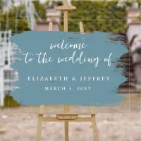 Dusty Blue Brush Strokes Wedding Welcome  Acrylic Sign