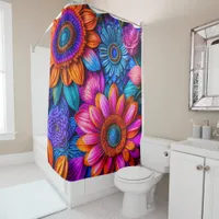 Floral pattern in boho style shower curtain