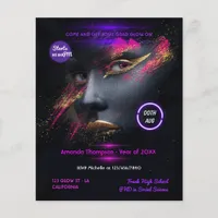 Golden Glow in the Dark Neon Graduation Party Flyer