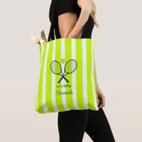 Optic Yellow and Neon Green Preppy Tennis Tote Bag