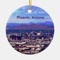 Phoenix Arizona Skyline in Daytime Ceramic Ornament