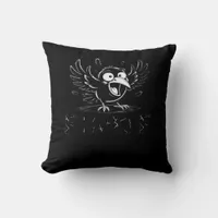Crow, Retro F-Caw-F Bird Crow Funny Crow Bird Cawi Throw Pillow