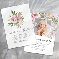 Photo Sympathy Floral Funeral  Thank You Card