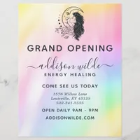 Celestial Mystic Moon Goddess Rainbow Business Flyer