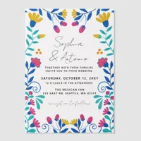 Colorful Mexican Floral Fiesta Wedding Vellum Invitations