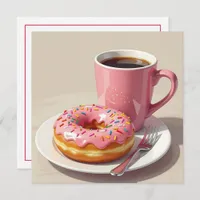 Pink Donut and Coffee | Keeping in Touch Card