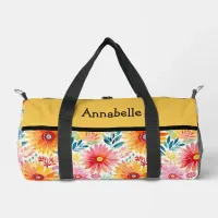 Colorful Daisies Print Small Duffel Cut Sew Bag