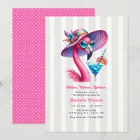 Older Wiser Hotter Hot Pink Martini Birthday Party Invitation