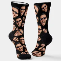 Custom Funny Face Photo All Over Print Socks Black