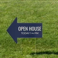 Sleek Navy & Cream Open House Arrow Directional Sign