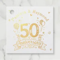 Chalkboard Doodles 50th Anniversary Personalized  Foil Favor Tags