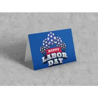 Happy Labor Day Stars Red White Blue  Card