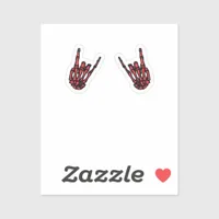 Skeleton Hand Heart Roll & Red Classic  Sticker