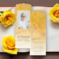 Yellow Rose Flower Funeral Prayer Card Bookmarks