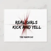 Martial Arts Taekwondo Girls Kick and Yellow Postcard