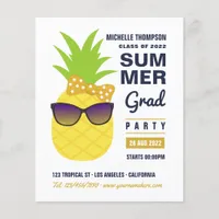 Navy Blue and Gold Pineapple Summer Grad Party Flyer