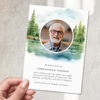 Nature Trees Lake Photo Sympathy Funeral Memorial Thank You Card