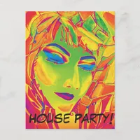 House Party! Dreamy Girl Invitation Postcard