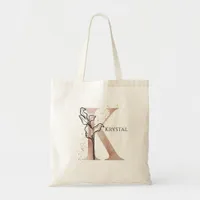 Monogram Initial Modern Letter K Boho Personalized Tote Bag