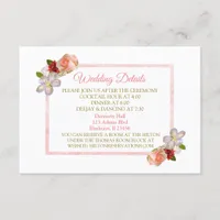Rose Gold Floral Bouquet Wedding Detail Card