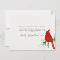 Cardinal Funeral Memorial Thank You Note