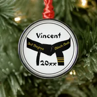Martial Arts Third Degree Black Belt Rank Metal Ornament