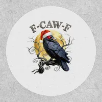 Funny Crow F-Caw-F Bird Gothic Christmas Santa Hat Patch