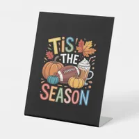 Fall Football Autumn Pumpkin Coffee Lover Pedestal Sign