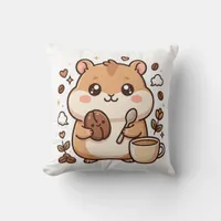Cute Hamster Coffee Throw Pillow