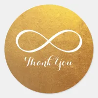 Gold White Infinity Symbol Thank You Classic Round Sticker