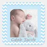 Pale Blue Chevron Striped Baby Photo Sticker