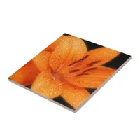 Rain-Kissed Orange Asiatic Tiger Lilies Ceramic Tile