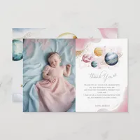 Outer Space Girl Birthday Galaxy Stars Planets Thank You Card