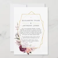 Plum and Blush Floral Geometric Reduced Guest List Announcement