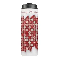 Red White Christmas Candy Pattern#13 ID1009 Thermal Tumbler