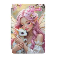 An Elegant Fairy and her Baby Dragon Personalized iPad Mini Cover