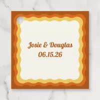 Wavy Border Retro 70s Vintage Aesthetic Wedding Favor Tags