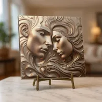 Molten Bronze Metallic Fluid Swirl Abstract Art Ceramic Tile