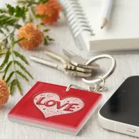 Valentines Day Love Heart Red And White Keychain