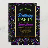 Bohemian Neon Nights Birthday Party Invitation