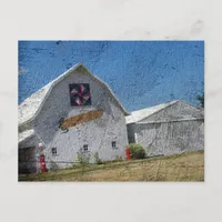 Barn With Corn and a Barn Quilt Postcard