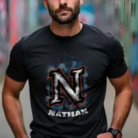 Urban Graffiti Graphic: Customizable Monogram "N" T-Shirt