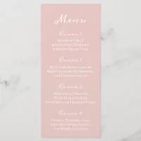 Simple Modern Minimalist Blush Wedding Menu